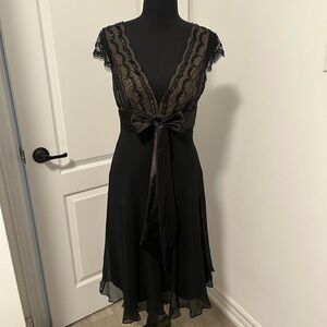 Elegant Black Lace Dress with Bow